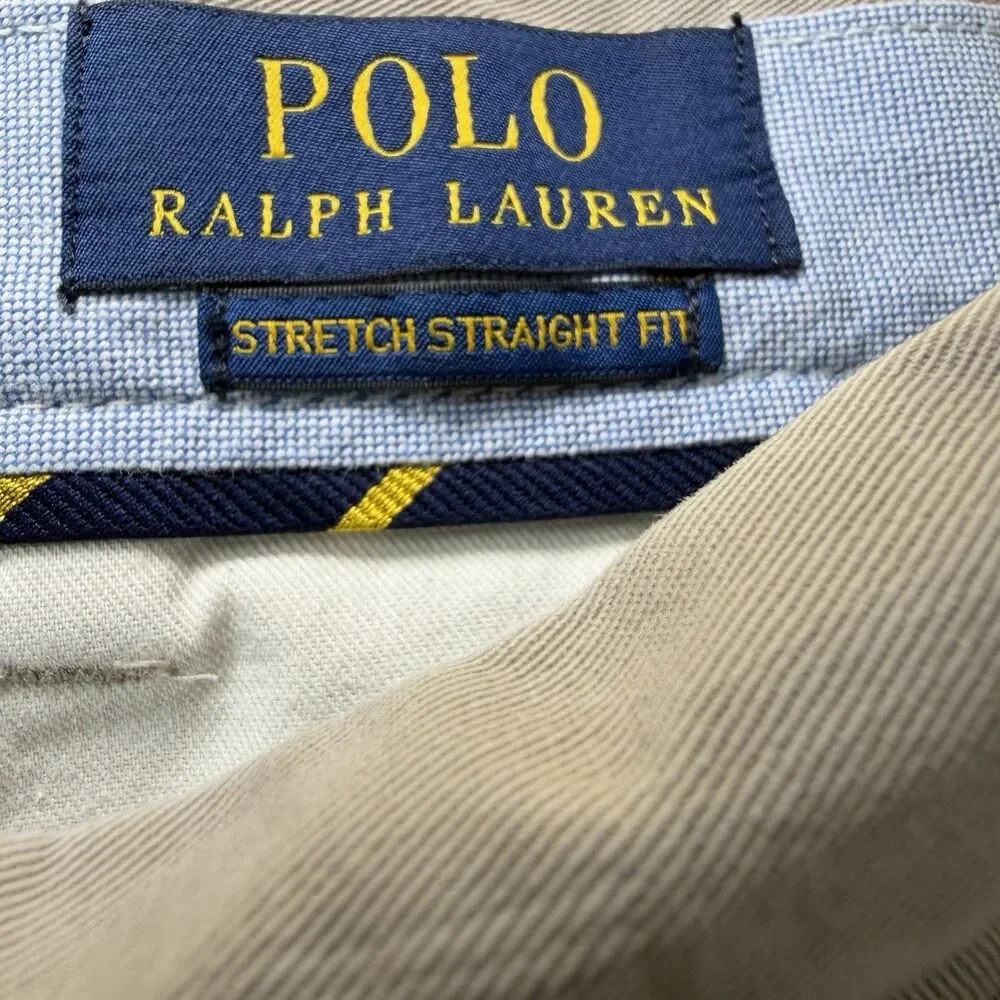 Polo Ralph Lauren Stretch Straight Fit Chino Pants Mens 38x30 Beige Khakis